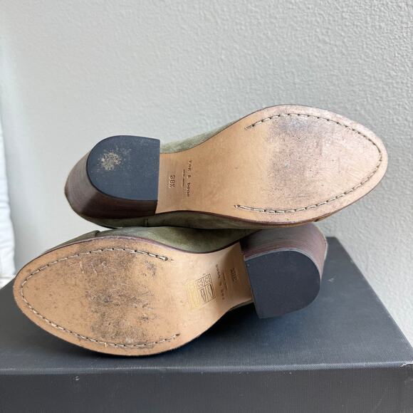 Rag & Bone Harrow Nubuck Suede Ankle Boots Block Heel Hazel EU 38.5/ 8.5 US - Picture 5 of 12